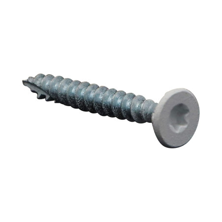 1 x TEKOR houtschroeven gefreesde kop kartel 5X40 TORX T25 anti-splijtpunt type 17 cut ZAND RAL9016 verkeerswit
