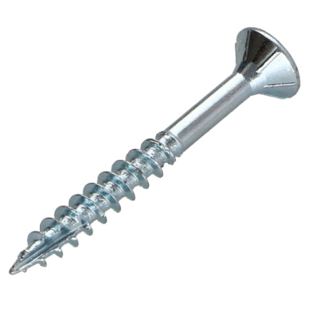 1 x TEKOR houtschroeven gefreesde kop kartel 5X45 bedraad op 27 TORX T25 Wit verzinkt staal anti-splijtpunt type 17 cut