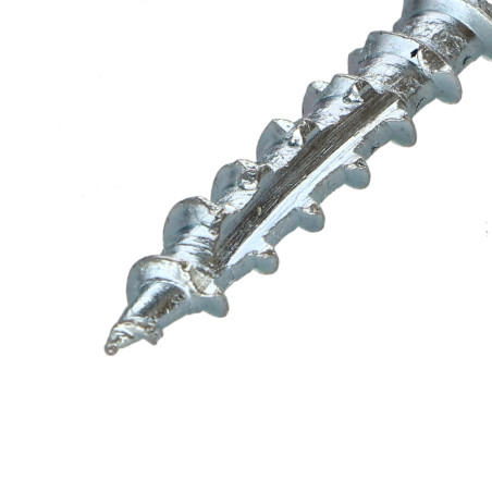 1 x Frameschroef TEKOR gefreesde kop kartel TORX T25 5X60 bedraad op 32 anti-splijtpunt type 17 cut Wit verzinkt staal
