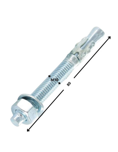 1 x Bout Verankering M10X80 Wit verzinkt staal