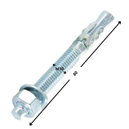 1 x Bout Verankering M10X80 Wit verzinkt staal