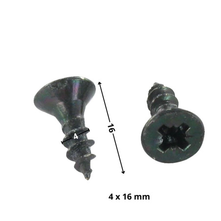 1 x Agglo houtschroeven gefreesde kop Pozi PZ7 4X16 volledige draad Zwart gegalvaniseerd staal