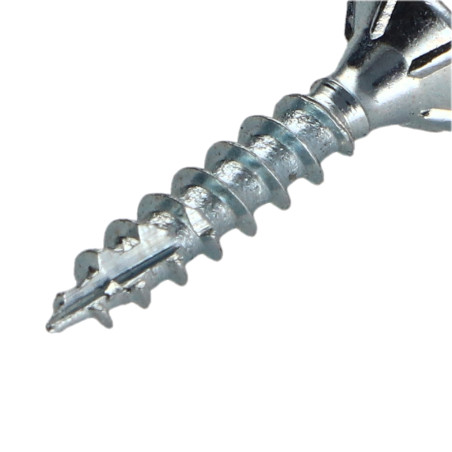 1 x TEKOR houtschroeven gefreesde kop kartel 5X20 TORX T20 Wit verzinkt staal volledige draad anti-splijtpunt type 17 cut
