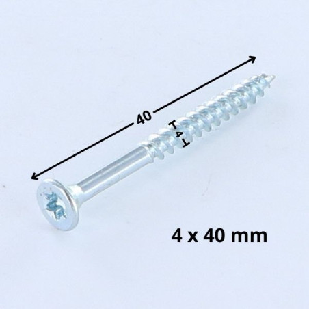 1 x Agglo houtschroeven gefreesde kop TORX T20 4X40 Wit verzinkt staal