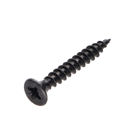 1 x Agglo houtschroeven gefreesde kop Pozi PZ6 3x30 volledige draad Zwart gegalvaniseerd staal microschroeven