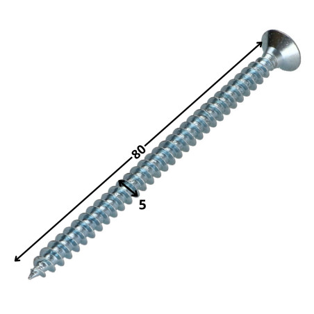 1 x Agglo houtschroeven gefreesde kop Pozi 5X80 Wit verzinkt staal