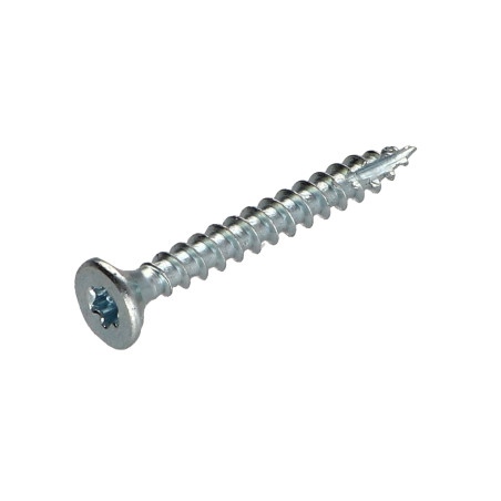 1 x TEKOR houtschroeven gefreesde kop kartel 4,5X40 TORX T20 Wit verzinkt staal volledige draad anti-splijtpunt type 17