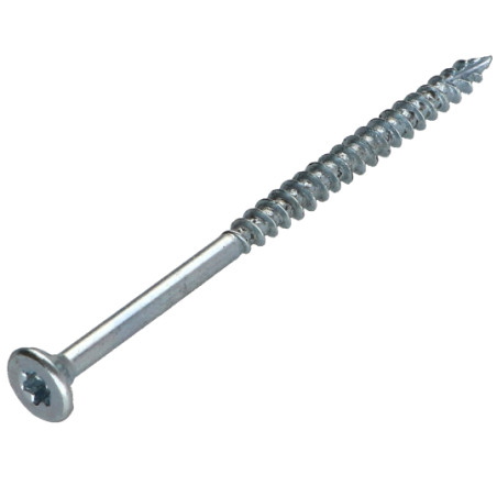 1 x TEKOR houtschroeven gefreesde kop kartel 4X60 bedraad op 36 TORX T20 Wit verzinkt staal anti-splijtpunt type 17 cut