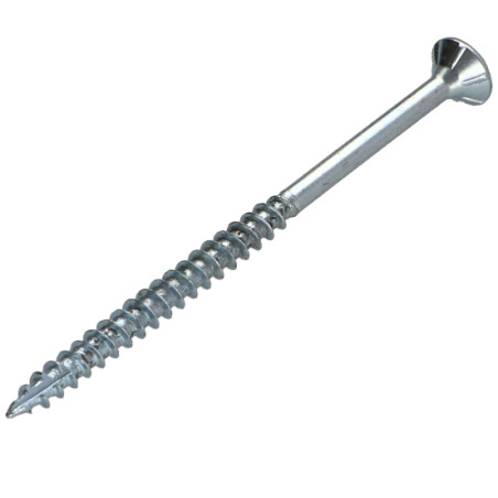 1 x TEKOR houtschroeven gefreesde kop kartel 4X60 bedraad op 36 TORX T20 Wit verzinkt staal anti-splijtpunt type 17 cut