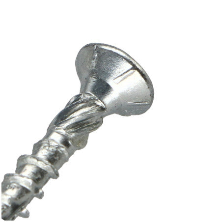 1 x Frameschroef TEKOR gefreesde kop kartel TORX T20 4X25 bedraad op 15 anti-splijtpunt type 17 cut Wit verzinkt staal