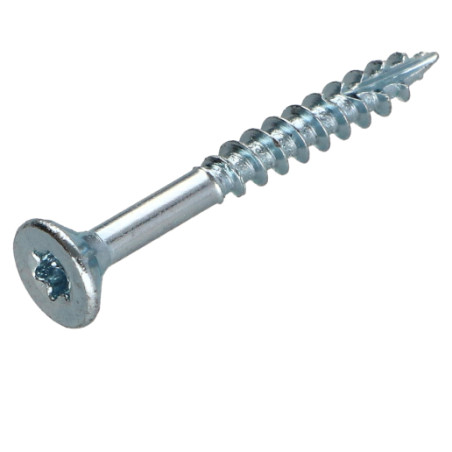 1 x TEKOR houtschroeven gefreesde kop kartel 4,5X35 bedraad op 25 TORX T25 Wit verzinkt staal