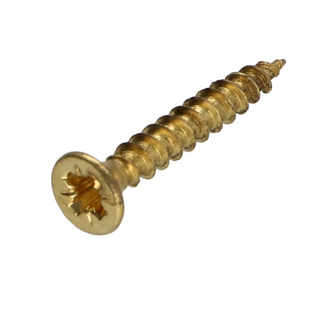 1 x Agglo houtschroeven gefreesde kop Pozi PZ7 3,5X25 volledige draad Messing staal
