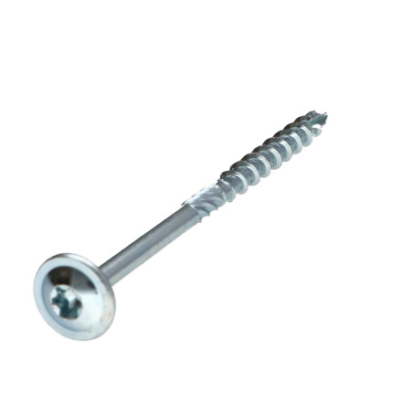 1 x TEKOR houtschroeven schijfkop TORX T30 anti-splijtpunt type 17 cut 6X110 gedeeltelijke draad Wit verzinkt staal