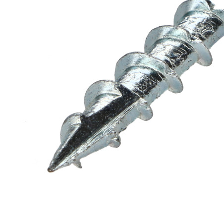 1 x Frameschroef TEKOR gefreesde kop kartel TORX T30 6X80 bedraad op 50 anti-splijtpunt type 17 cut Wit verzinkt staal