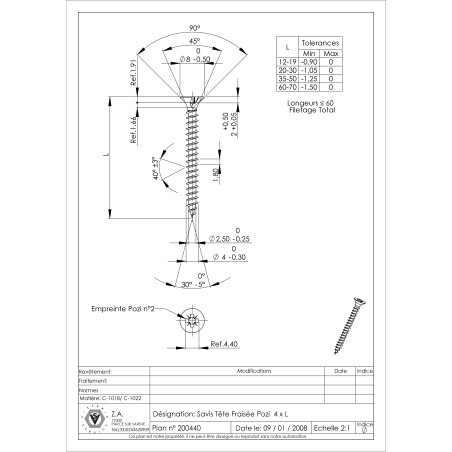 1 x Agglo houtschroeven gefreesde kop Pozi PZ7 4X20 volledige draad Wit verzinkt staal witte lak RAL9010 zuiver wit