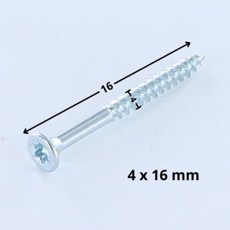 1 x Agglo houtschroeven gefreesde kop TORX T20 4X16 Wit verzinkt staal