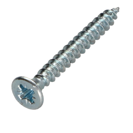 1 x Agglo houtschroeven gefreesde kop Pozi PZ7 4X30 volledige draad Wit verzinkt staal