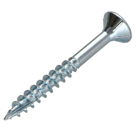 1 x TEKOR houtschroeven gefreesde kop kartel 4,5X50 bedraad op 30 TORX T25 Wit verzinkt staal anti-splijtpunt type 17 cut