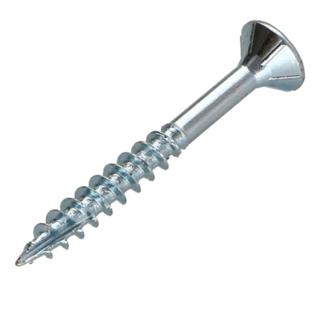 1 x TEKOR houtschroeven gefreesde kop kartel 3,5X35 bedraad op 21 TORX T15 Wit verzinkt staal anti-splijtpunt type 17 cut