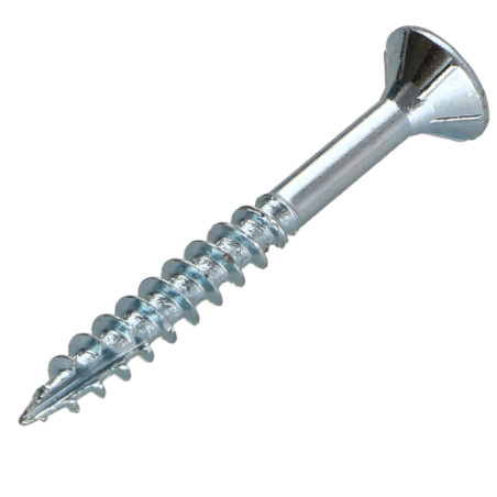 1 x TEKOR houtschroeven gefreesde kop kartel 4X50 bedraad op 30 TORX T20 Wit verzinkt staal anti-splijtpunt type 17 cut