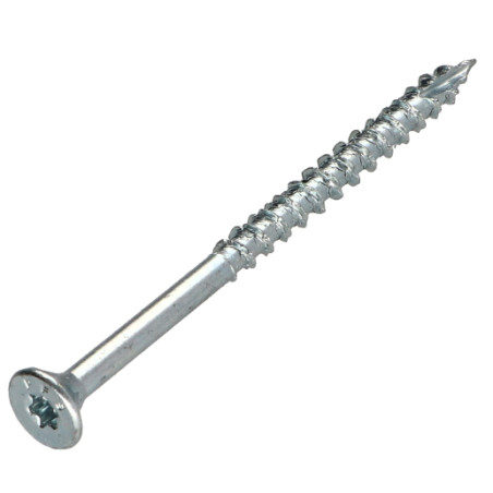 1 x TEKOR houtschroeven gefreesde kop kartel 4,5X70 bedraad op 42 TORX T20 Wit verzinkt staal anti-splijtpunt type 17 cut