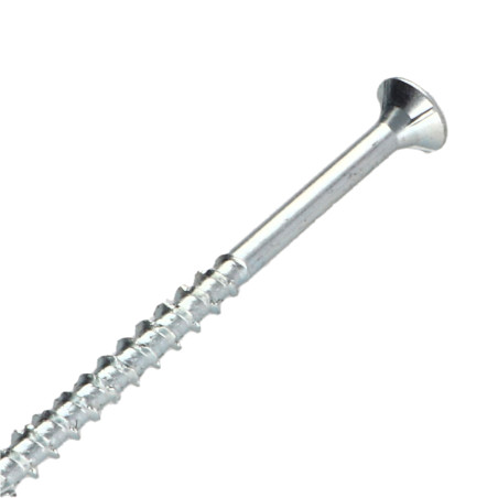 1 x TEKOR houtschroeven gefreesde kop kartel 4,5X70 bedraad op 42 TORX T20 Wit verzinkt staal anti-splijtpunt type 17 cut