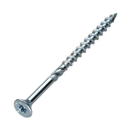 1 x Frameschroef TEKOR gefreesde kop kartel TORX T30 6X100 bedraad op 60 anti-splijtpunt type 17 cut Wit verzinkt staal