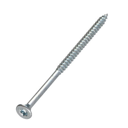 1 x TEKOR houtschroeven gefreesde kop kartel 4X80 bedraad op 48 TORX T20 Wit verzinkt staal anti-splijtpunt type 17 cut