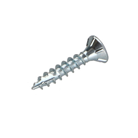 1 x TEKOR houtschroeven gefreesde kop kartel 5X20 TORX T25 Wit verzinkt staal volledige draad anti-splijtpunt type 17 cut