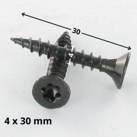 1 x Agglo houtschroeven gefreesde kop TORX T20 4X30 Zwart gegalvaniseerd staal