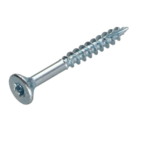1 x TEKOR houtschroeven gefreesde kop kartel 4X40 bedraad op 24 TORX T20 Wit verzinkt staal anti-splijtpunt type 17 cut