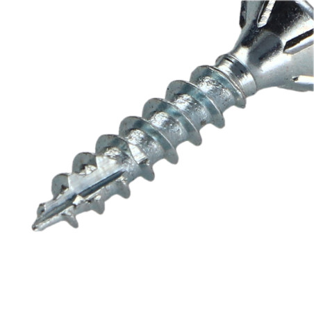 1 x TEKOR houtschroeven gefreesde kop kartel 4X20 TORX T20 Wit verzinkt staal volledige draad anti-splijtpunt type 17 cut
