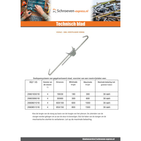 1 x Oponthoud instelling snel 60X100