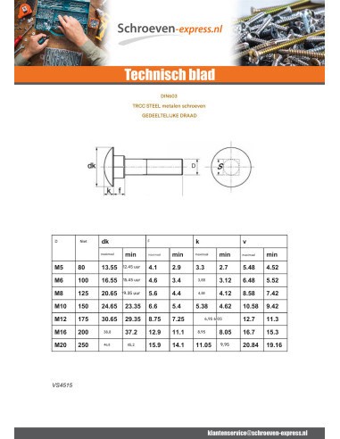 1 x Slotbouten M8X80 bedraad op 22...