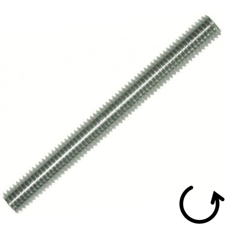 1 x Draadstang M16 lengte 1 meter steek links Wit verzinkt staal