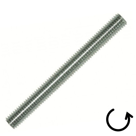 1 x Draadstang M12 lengte 1 meter steek links Wit verzinkt staal