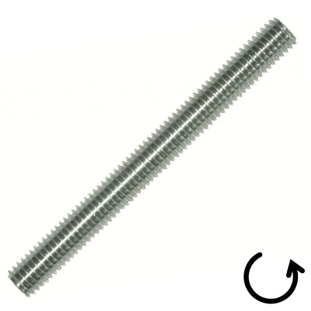 1 x Draadstang M27 lengte 1 meter steek links Wit verzinkt staal