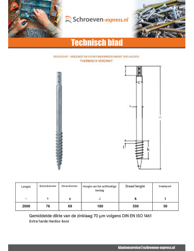 1 x Fundamentschroef 76X3.6X2000 hoge...