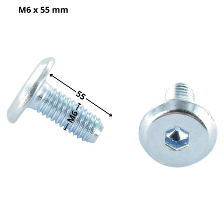 1 x Metalen schroeven plat sleutel van 4 M6X55 Wit verzinkt staal