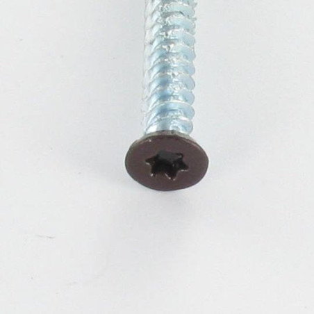 1 x Schroeven Beton gefreesde kop ROOD 7,5X120 TORX T30 Wit verzinkt staal RAL8017 chocolade bruin