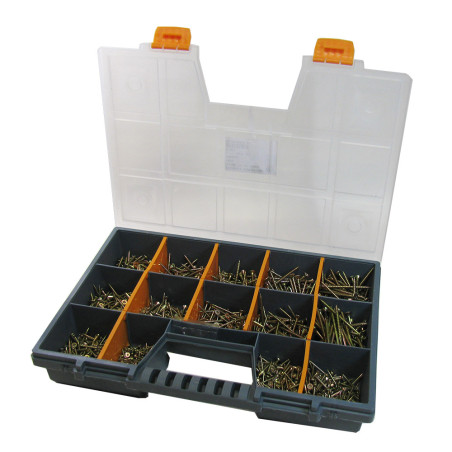 1 x Assortiment van 1700 Agglo houtschroeven gefreesde kop Pozi Bichromaat Bit
