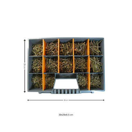 1 x Assortiment van 1700 Agglo houtschroeven gefreesde kop Pozi Bichromaat Bit