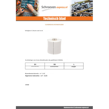 1 x Afstandbus cilindrisch 13.2X25X13 zwart polyethyleen