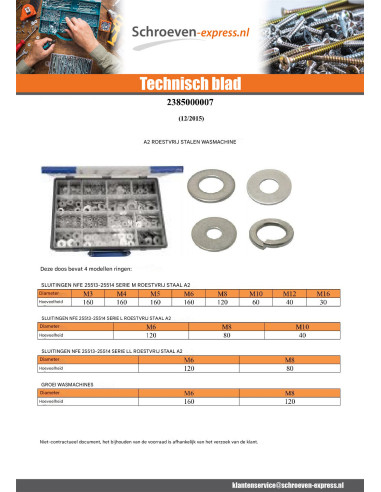 1 x Assortiment van 1530 Sluitring plat M L LL/...
