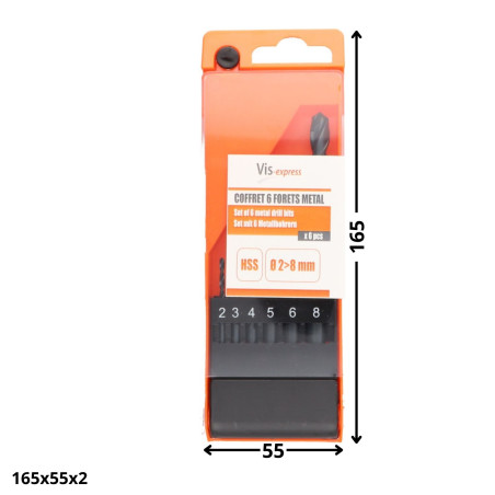 1 x Assortiment van 6 BOSSEN METAAL HSS