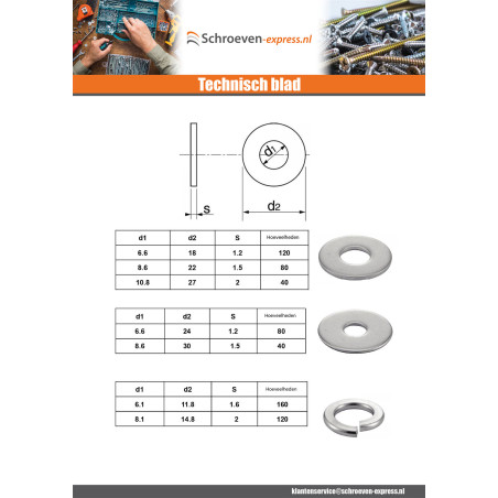 1 x Assortiment van 1530 Sluitring A4 RVS