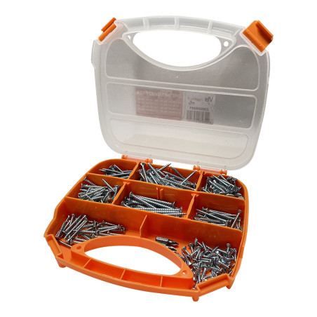 1 x Assortiment van 280 Agglo houtschroeven gefreesde kop Pozi Wit verzinkt staal Bit