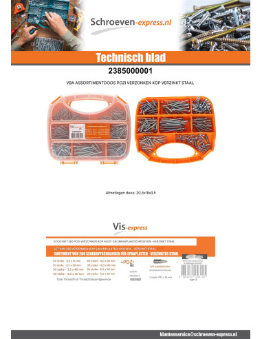1 x Assortiment van 280 Agglo houtschroeven...