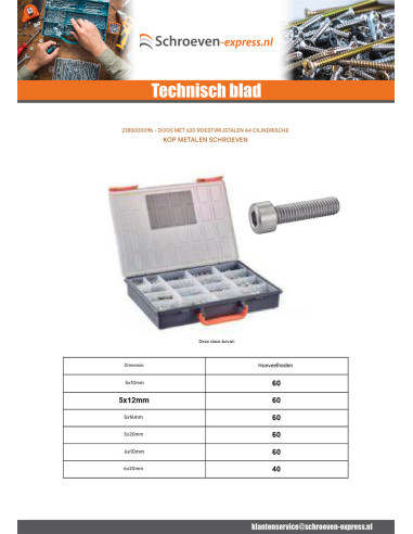 1 x Assortiment van 620 Metalen schroeven CHC...