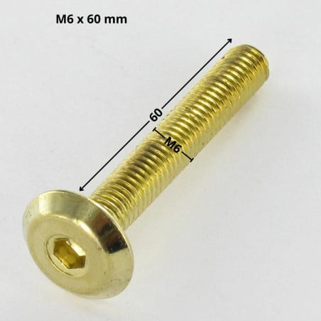 1 x Metalen schroeven plat sleutel van 4 M6X60 Messing staal